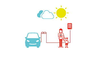 pictogram electric car, family