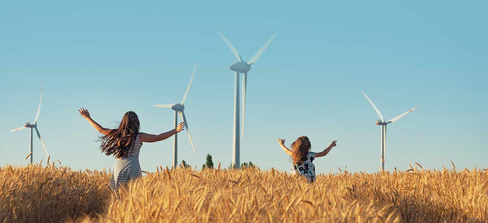 girls and wind turbines